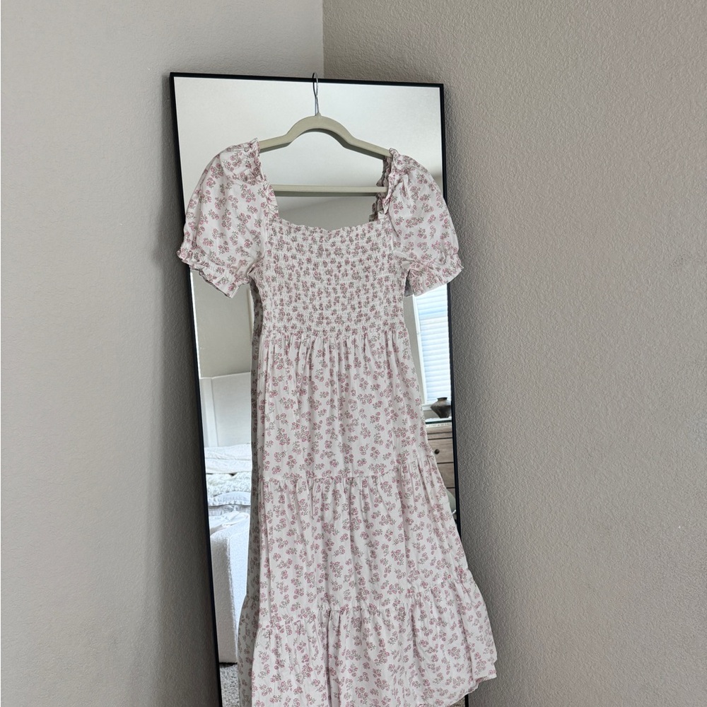 ASOS Floral Midi Dress - Pink and White
